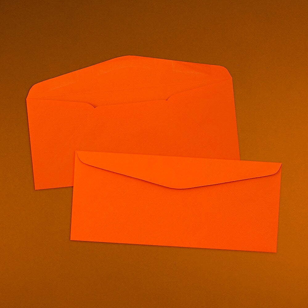 JAM Paper #9 Business Colored Envelopes, 3.875 x 8.875, Orange Recycled, 500/Box