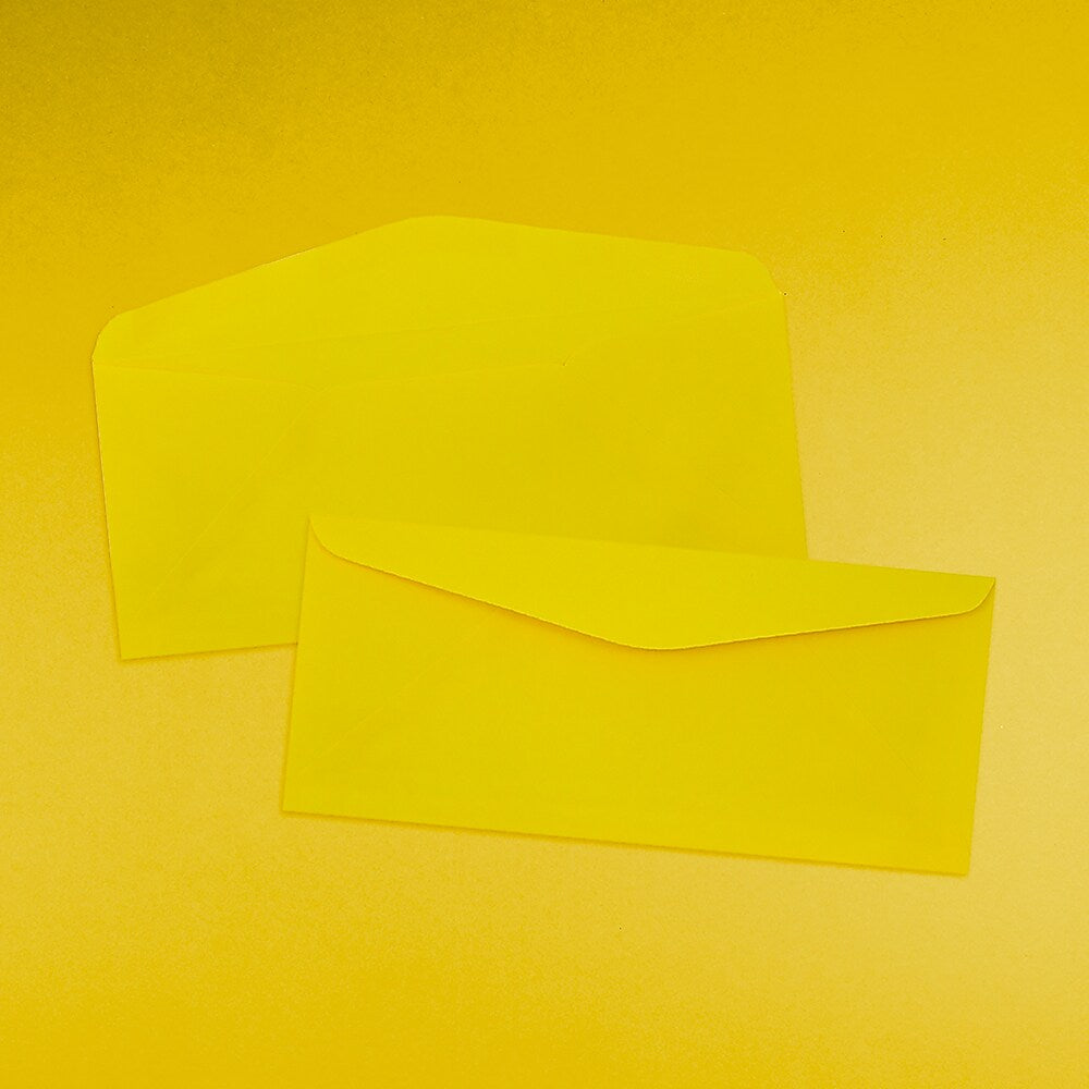 JAM Paper #9 Business Colored Envelopes, 3.875 x 8.875, Yellow Recycled, Bulk 500/Box