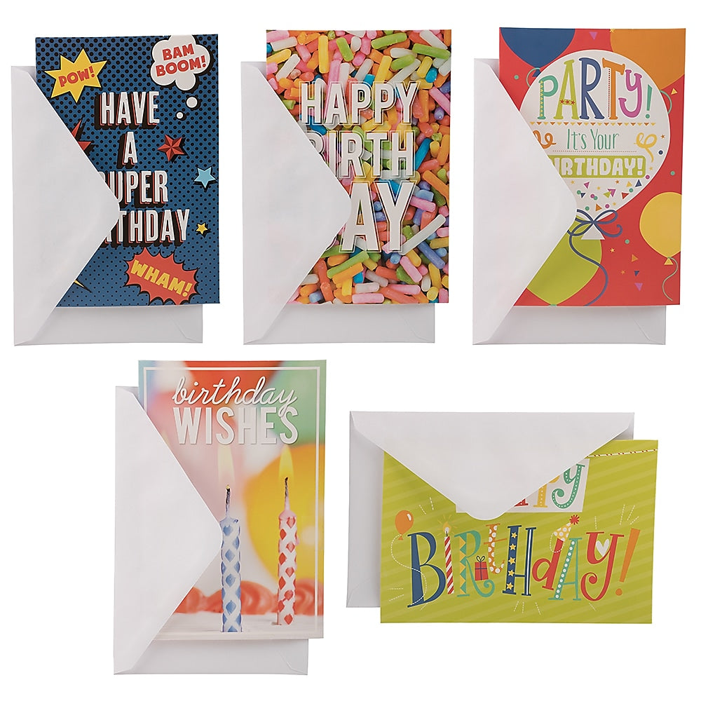 JAM PAPER Assorted Birthday Cards & Matchings Envelope Set, 4 x 6, Happy Birthday, 10 Cards/Pack