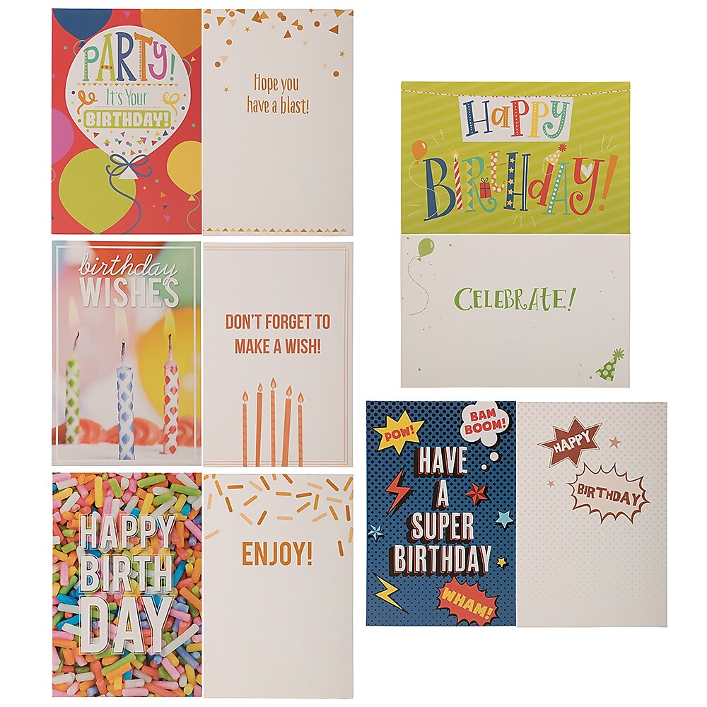 JAM PAPER Assorted Birthday Cards & Matchings Envelope Set, 4 x 6, Happy Birthday, 10 Cards/Pack
