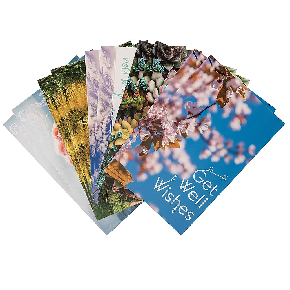 JAM PAPER Assorted Get Well Greeting Cards & Matching Envelopes Set, 4 x 6, Nature Get Well, 10 Cards/Pack