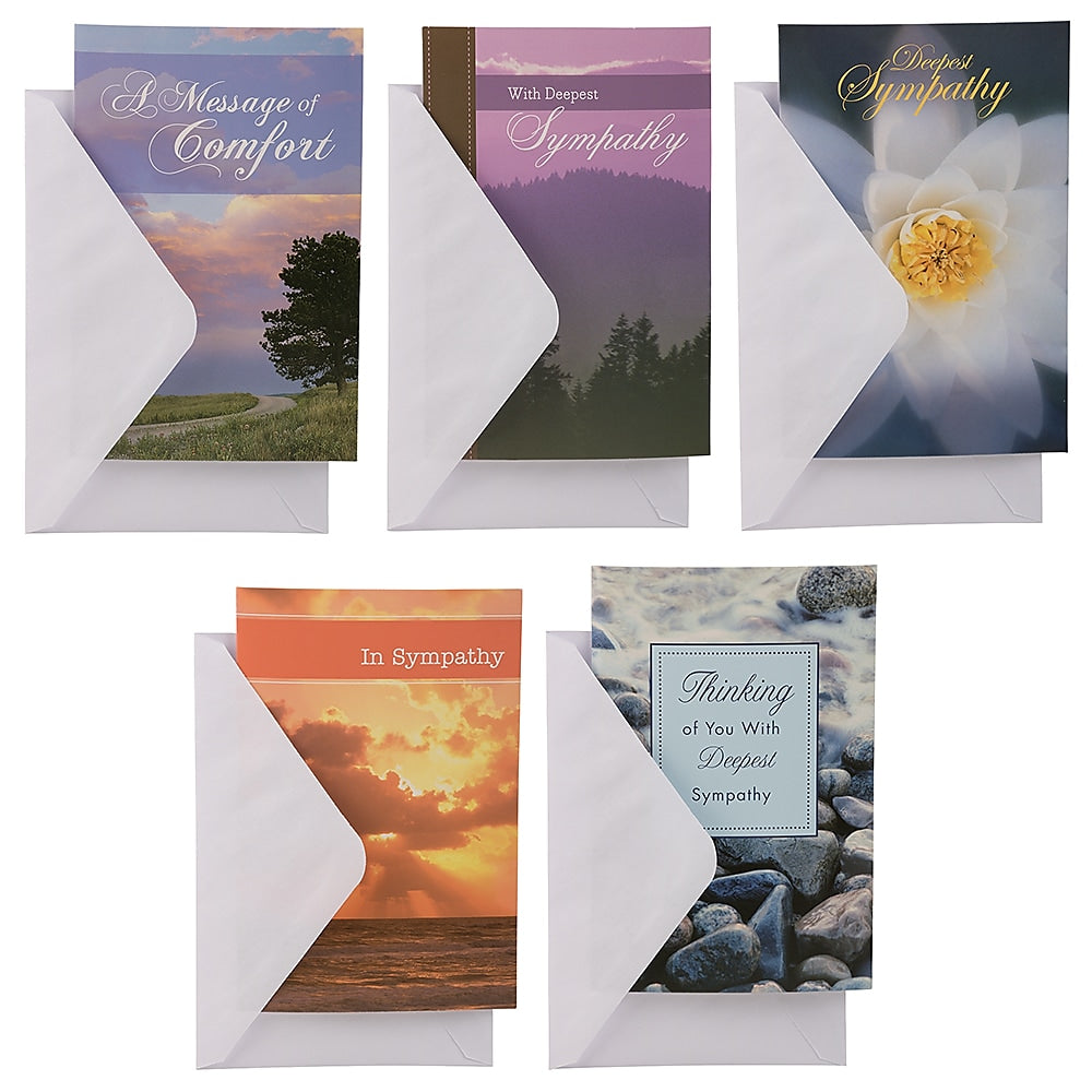 JAM PAPER Assorted Sympathy Greeting Cards & Matching Envelopes Set, 4 x 6, Deepest Sympathy, 10 Cards/Pack