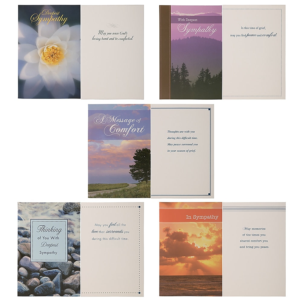 JAM PAPER Assorted Sympathy Greeting Cards & Matching Envelopes Set, 4 x 6, Deepest Sympathy, 10 Cards/Pack