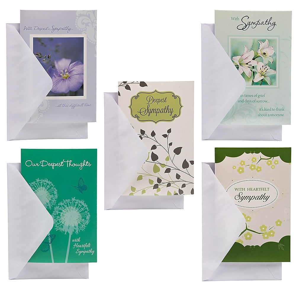 JAM PAPER Assorted Sympathy Greeting Cards & Matching Envelopes Set, 4 x 6, Heartfelt Sympathy, 10 Cards/Pack