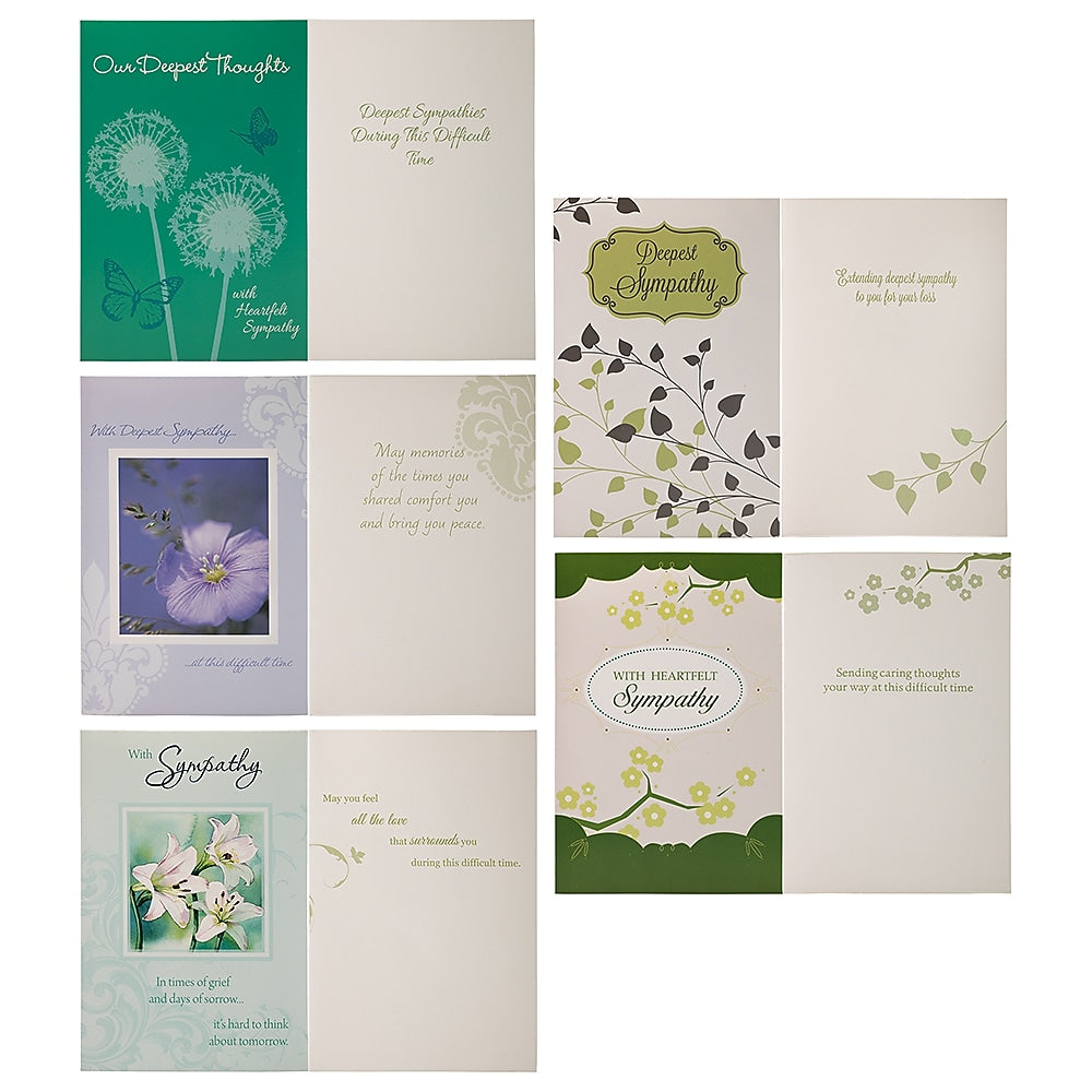 JAM PAPER Assorted Sympathy Greeting Cards & Matching Envelopes Set, 4 x 6, Heartfelt Sympathy, 10 Cards/Pack