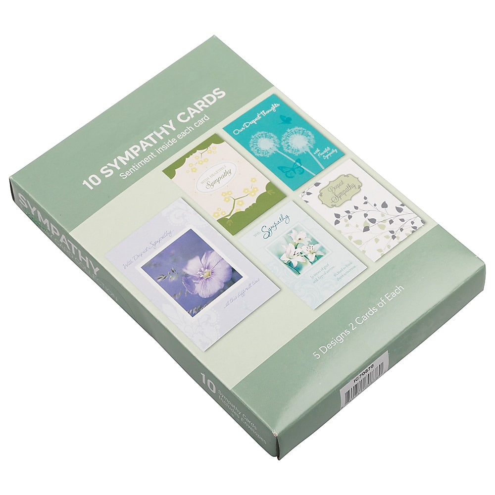 JAM PAPER Assorted Sympathy Greeting Cards & Matching Envelopes Set, 4 x 6, Heartfelt Sympathy, 10 Cards/Pack