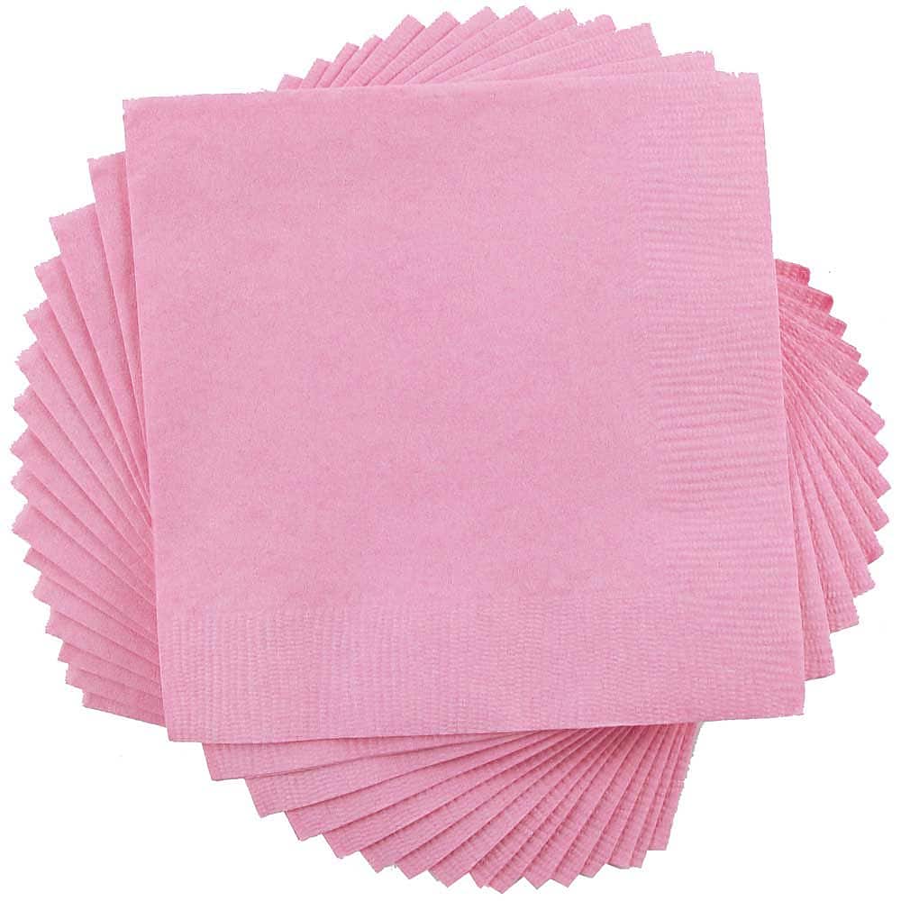 JAM Paper Beverage Napkin, 2-ply, Baby Pink, 50 Napkins/Pack