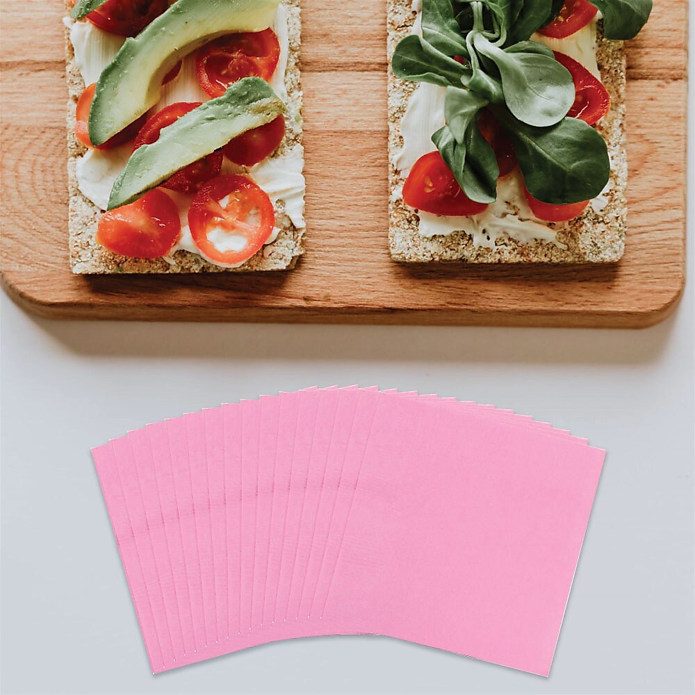 JAM Paper Beverage Napkin, 2-ply, Baby Pink, 50 Napkins/Pack