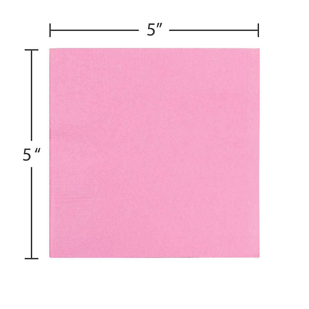 JAM Paper Beverage Napkin, 2-ply, Baby Pink, 50 Napkins/Pack