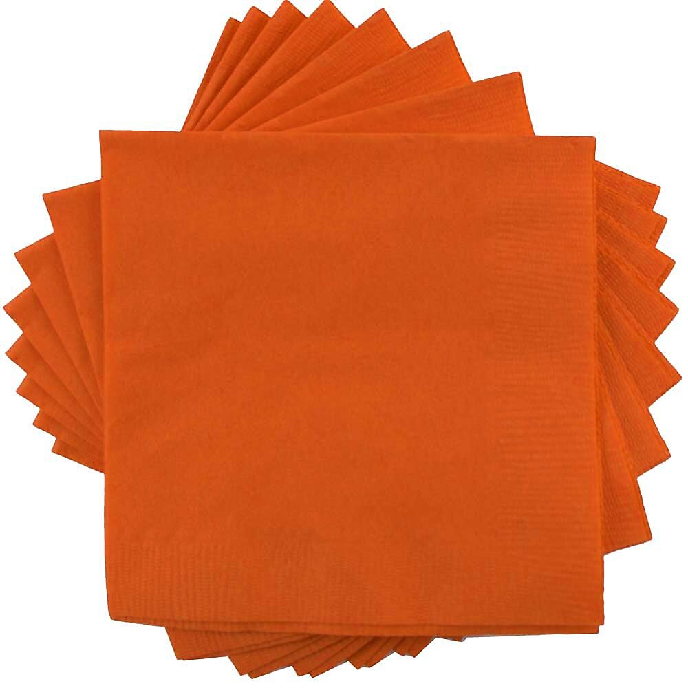 JAM Paper Beverage Napkin, 2-ply, Orange, 50 Napkins/Pack