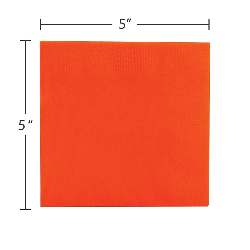 JAM Paper Beverage Napkin, 2-ply, Orange, 50 Napkins/Pack