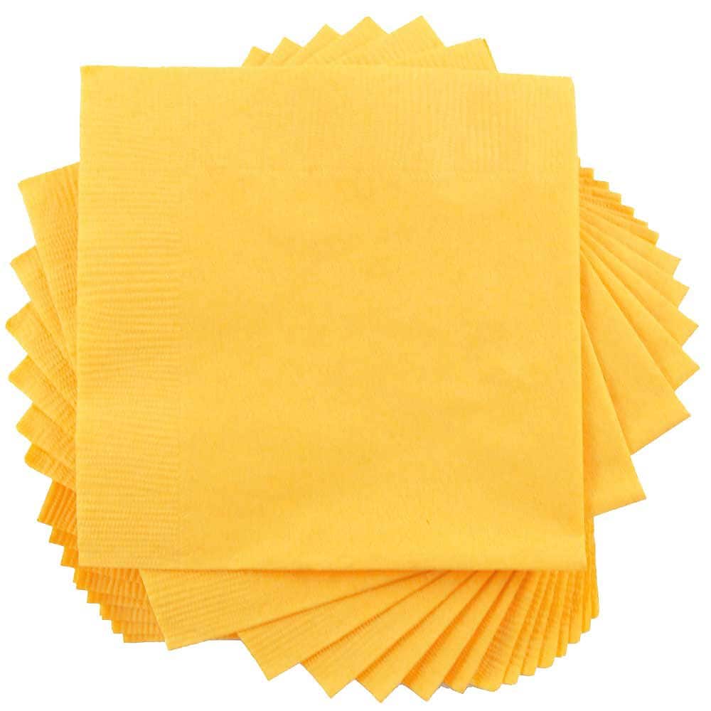 JAM Paper Beverage Napkin, 2-ply, Yellow, 50 Napkins/Pack