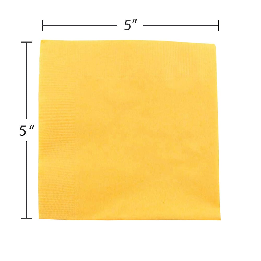 JAM Paper Beverage Napkin, 2-ply, Yellow, 50 Napkins/Pack