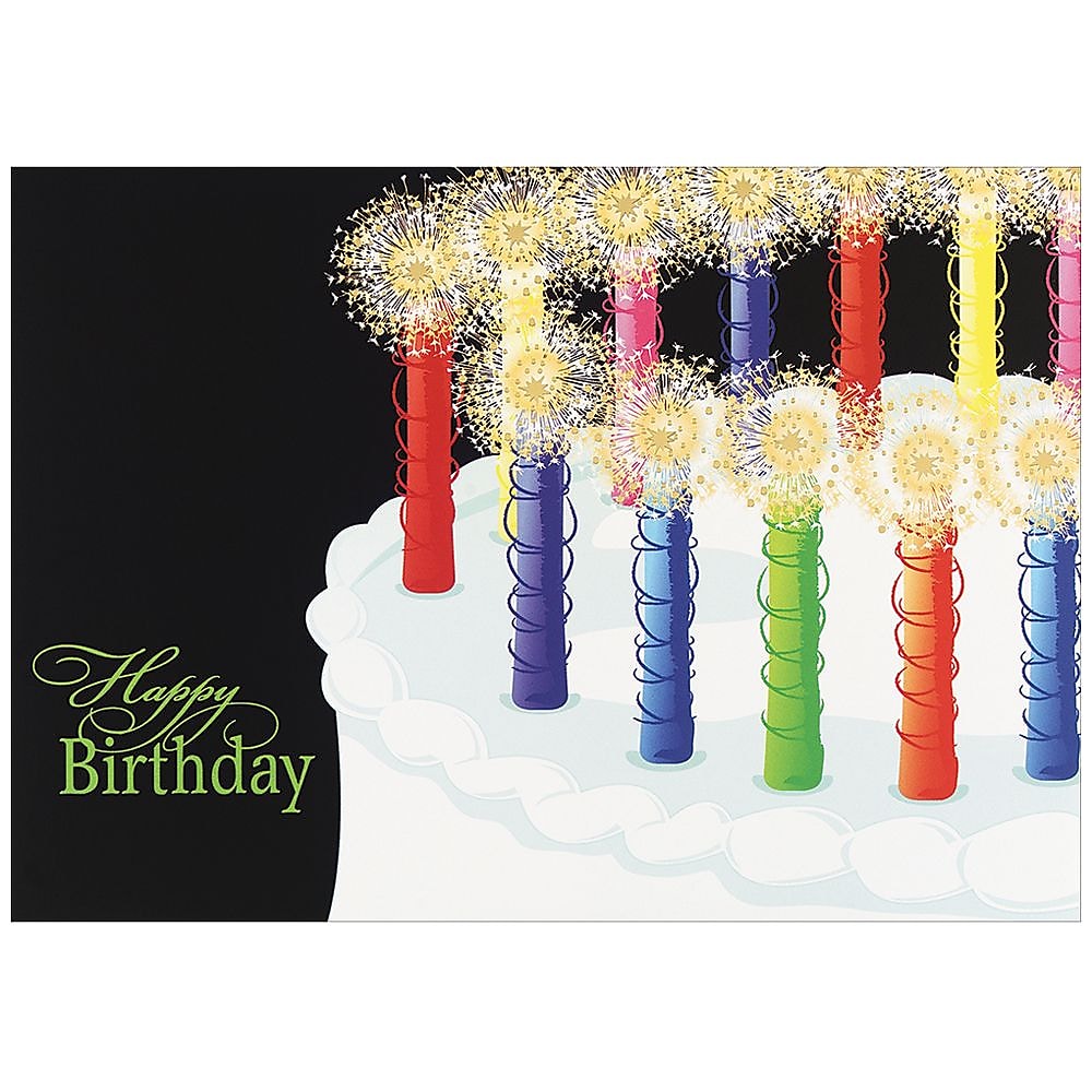 JAM Paper® Blank Birthday Cards Set, Birthday Candles Theme, 25/Pack