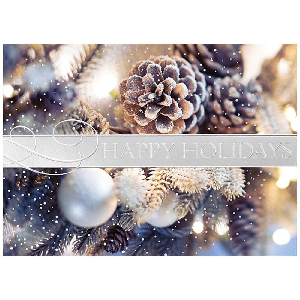 JAM Paper® Blank Christmas Cards Set, Holiday Greens, 25/Pack