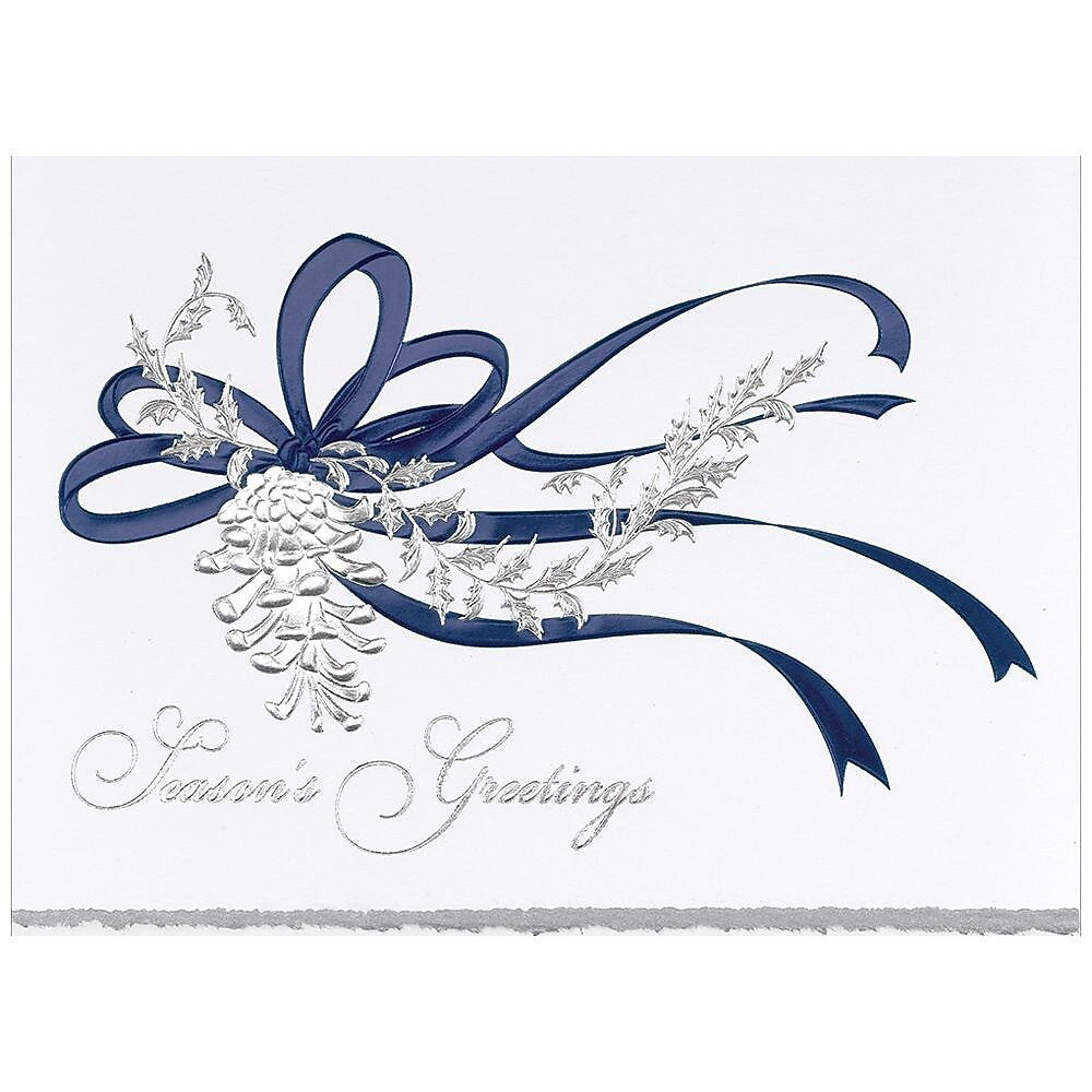JAM Paper® Blank Christmas Cards Set, Pine Cone with Ribbon, 25/Pack