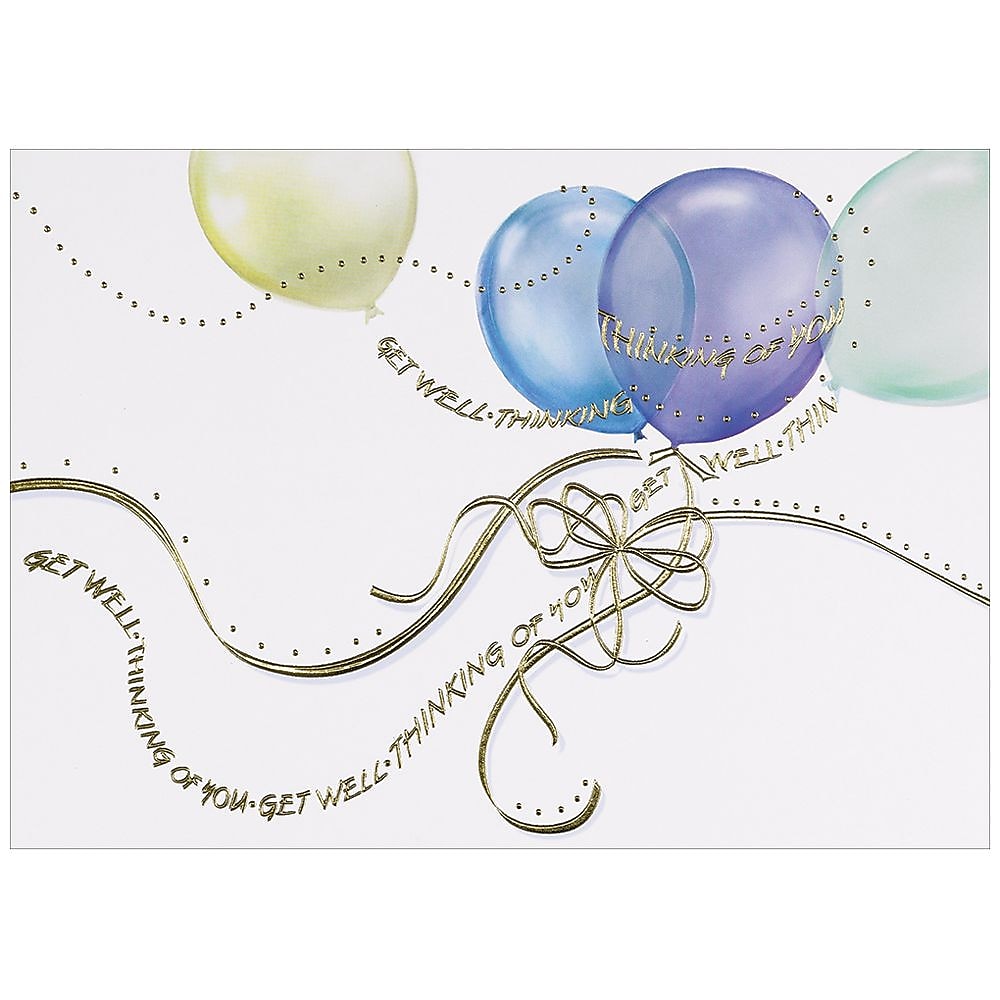 JAM Paper® Blank Sympathy Cards Set, Get Well Balloons, 25/Pack