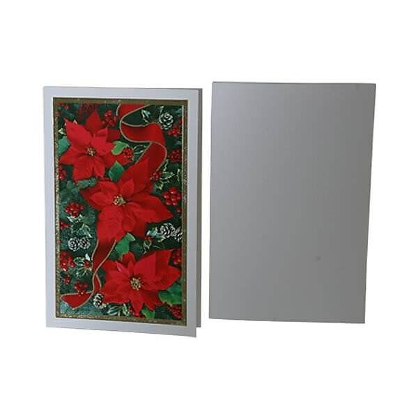 JAM Paper® Christmas Cards Set, Modern Poinsettia, 10/Pack