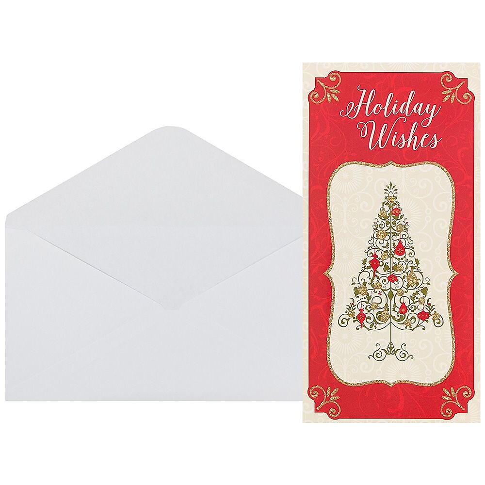 JAM Paper® Christmas Money Cards Set, Holiday Wishes Tree, 6/Pack