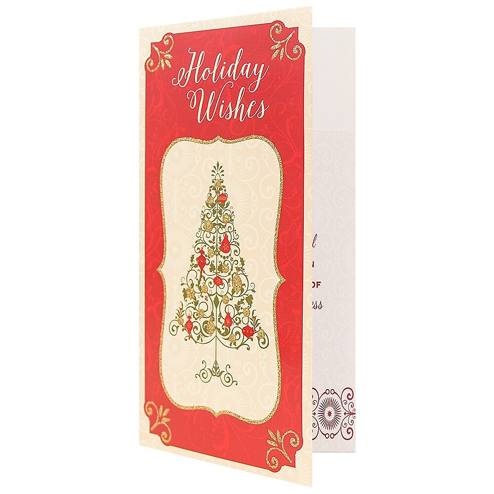 JAM Paper® Christmas Money Cards Set, Holiday Wishes Tree, 6/Pack