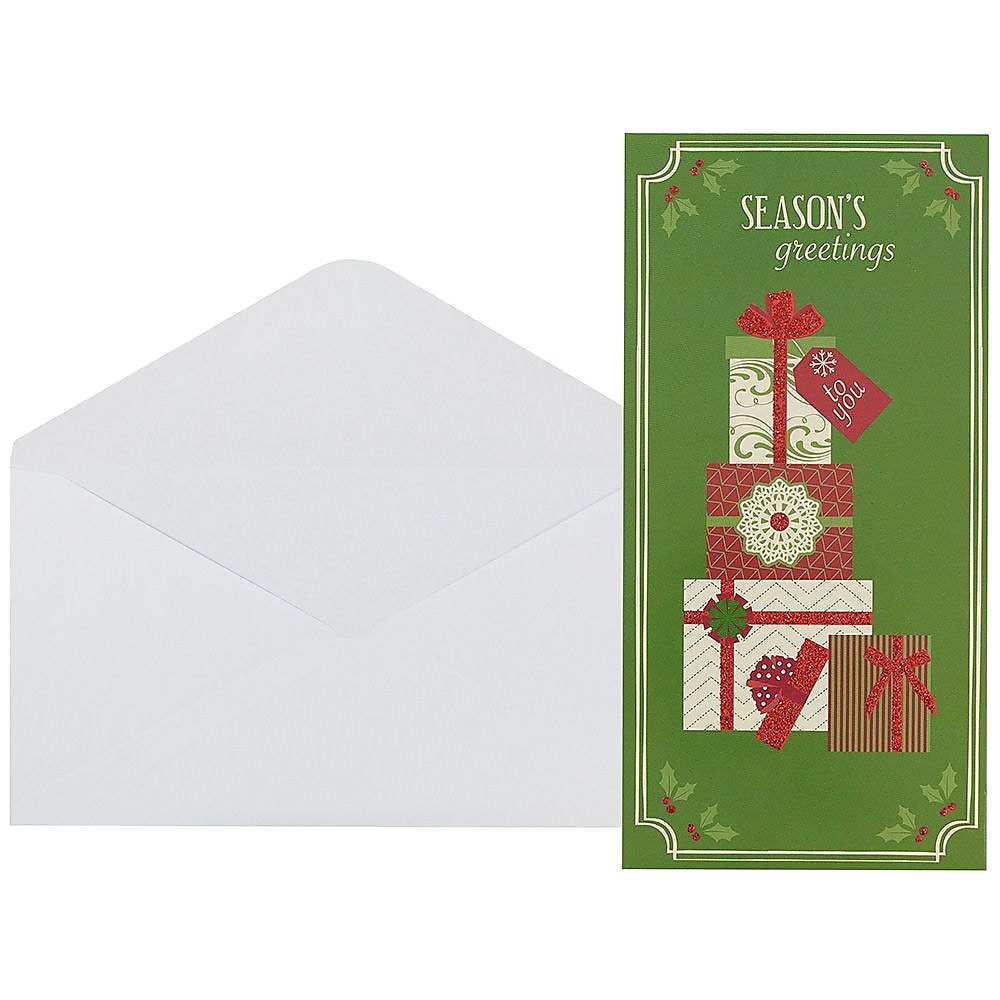 JAM Paper® Christmas Money Cards Set, Seasons Greetings Gifts, 6/Pack