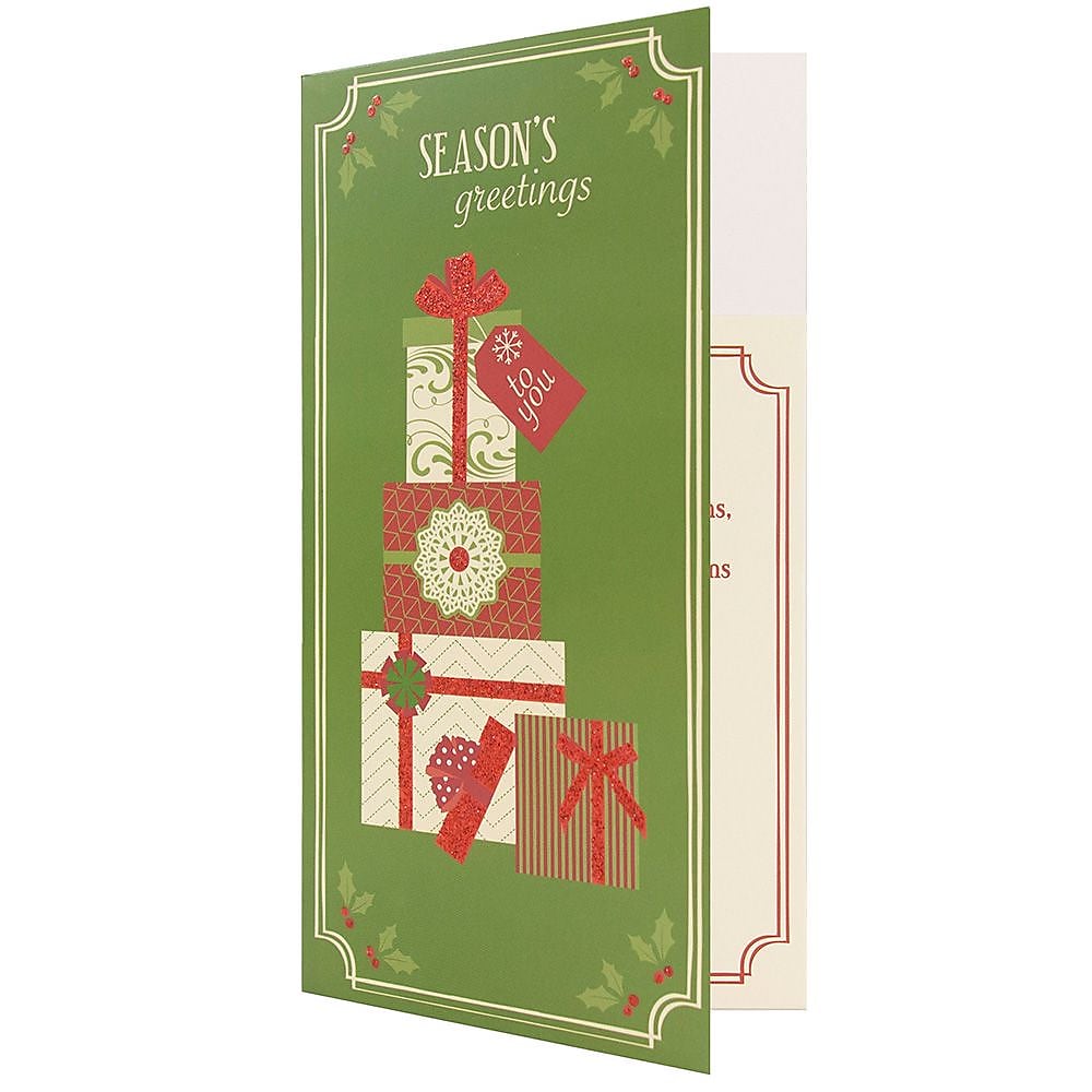 JAM Paper® Christmas Money Cards Set, Seasons Greetings Gifts, 6/Pack