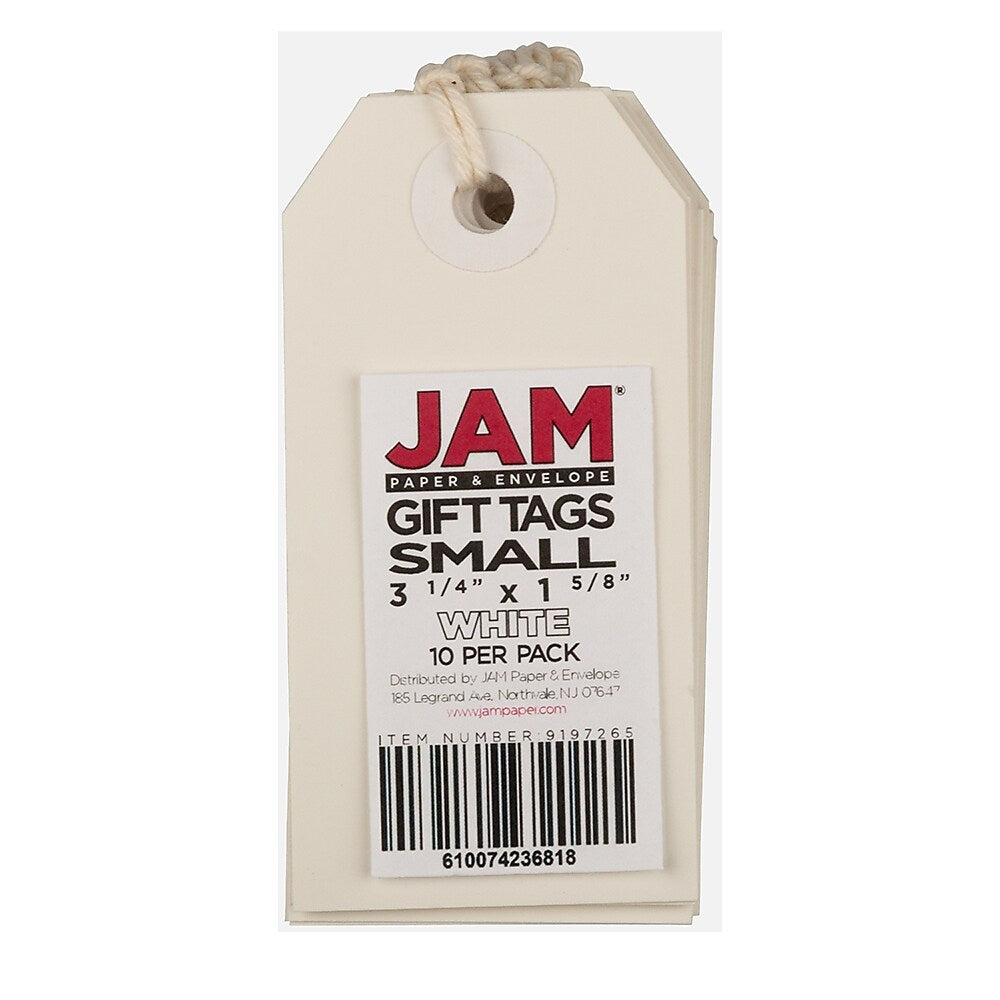 JAM Paper® Gift Tags with String, Small, 3 1/4 x 1 5/8, White, 100/pack