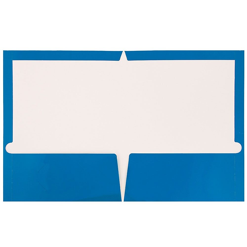 JAM Paper Glossy 2-Pocket Portfolio Folder, Blue, 6/Pack