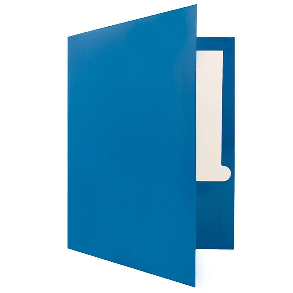 JAM Paper Glossy 2-Pocket Portfolio Folder, Blue, 6/Pack