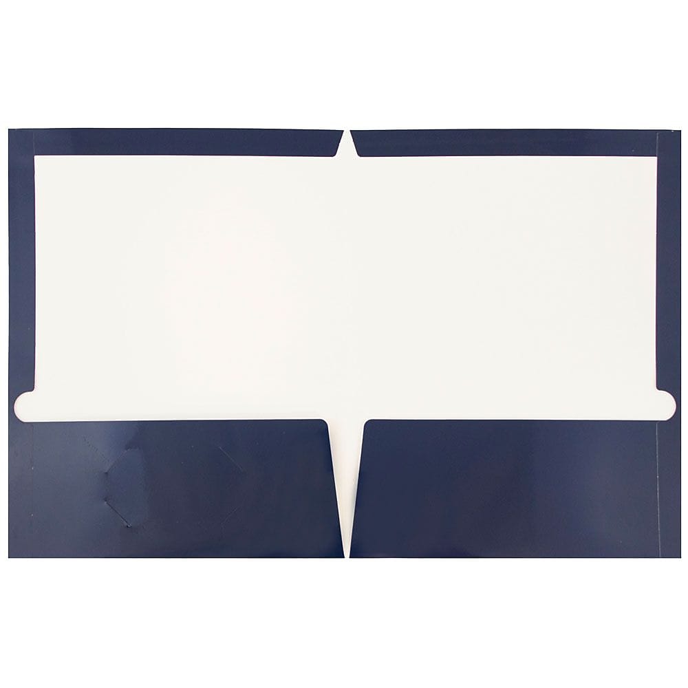 JAM Paper Glossy 2-Pocket Portfolio Folder, Navy Blue, 6/Pack
