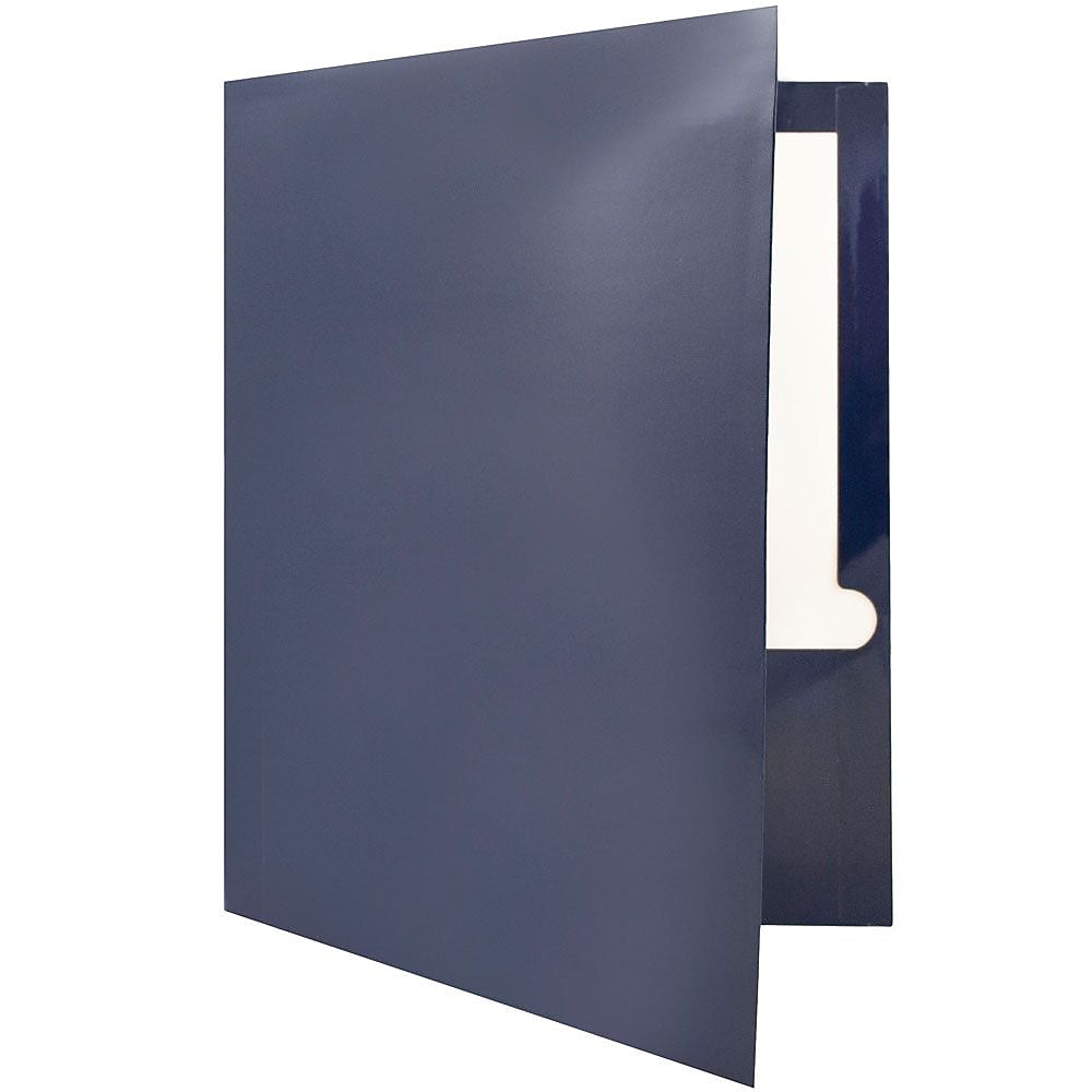 JAM Paper Glossy 2-Pocket Portfolio Folder, Navy Blue, 6/Pack