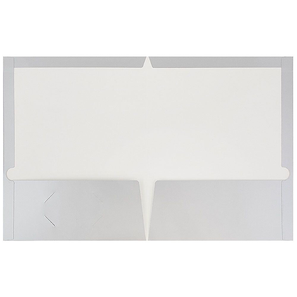 JAM Paper Glossy 2-Pocket Portfolio Folder, Silver, 6/Pack