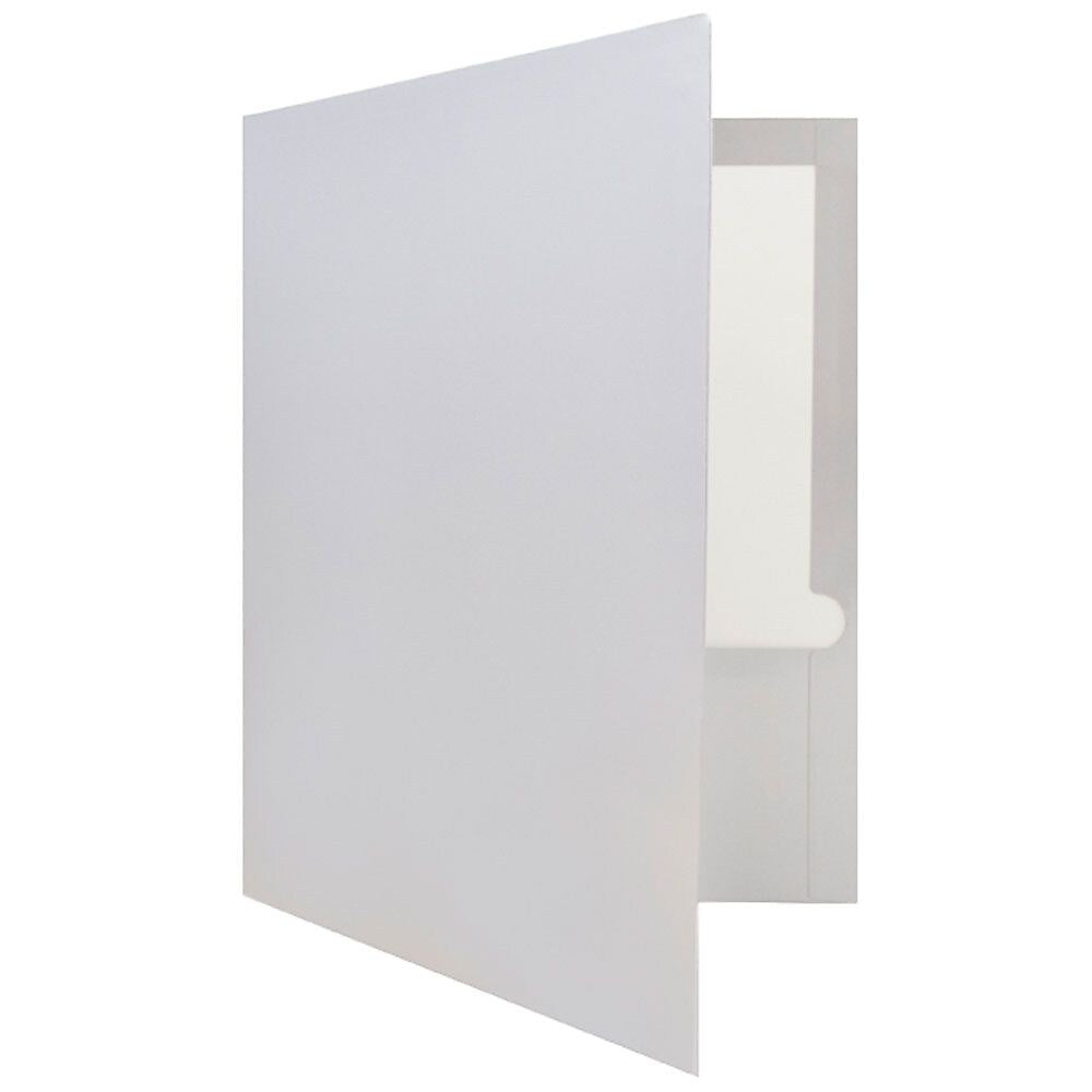 JAM Paper Glossy 2-Pocket Portfolio Folder, Silver, 6/Pack