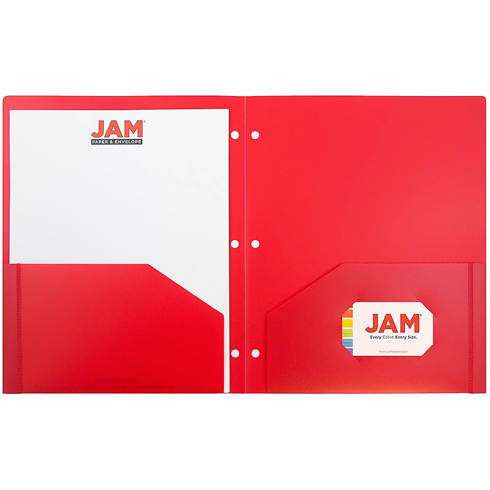 JAM Paper Heavy Duty 2-Pocket Presentation Folders, Red, 6/Pack