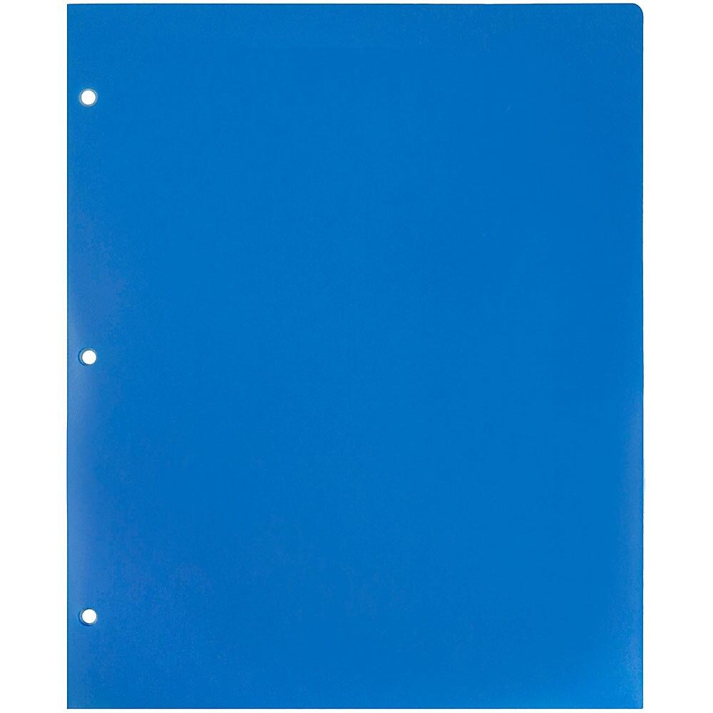 JAM Paper Heavy Duty 3 Hole Punch Two-Pocket Plastic Folders, Blue, 6/Pack