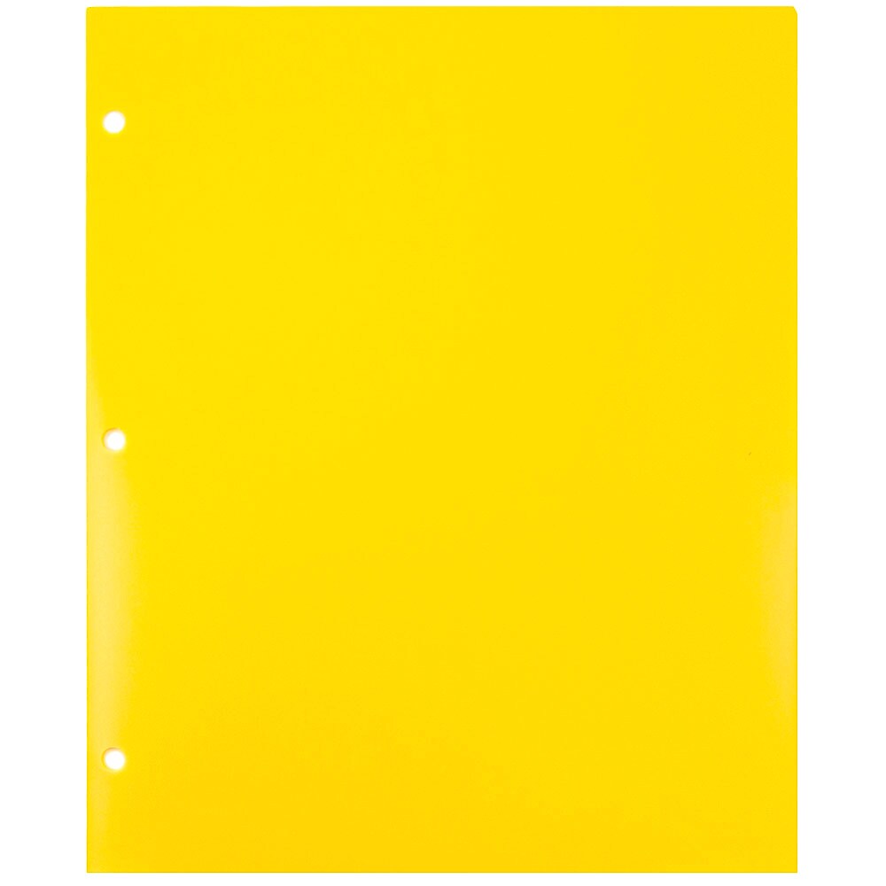 JAM Paper Heavy Duty 3 Hole Punch Two-Pocket Plastic Folders, Yellow, 6/Pack