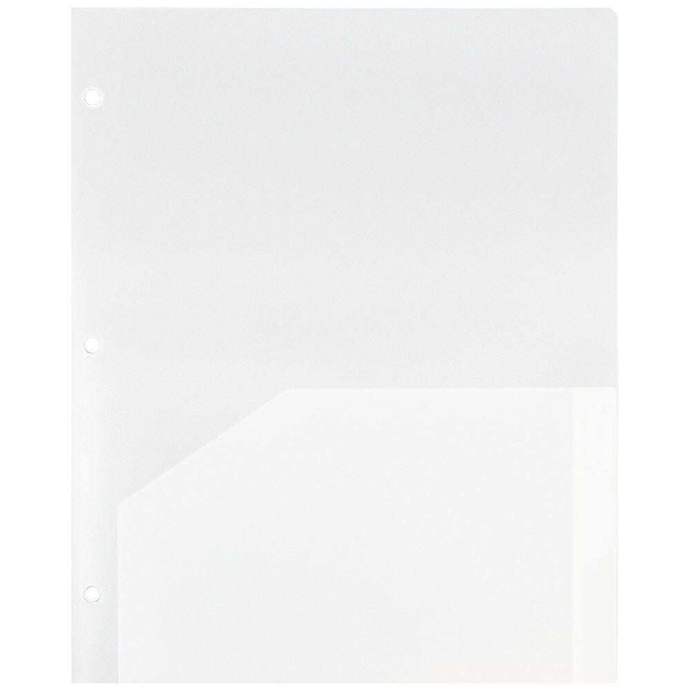 JAM Paper Heavy Duty 3-Hole Punched 2-Pocket Folder, Clear, 6/Pack