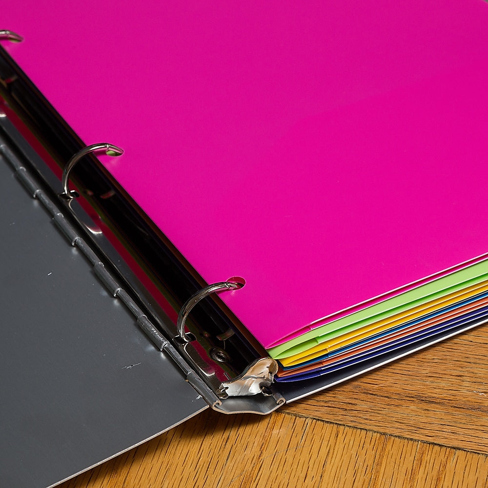 JAM Paper Heavy Duty 3-Hole Punched Plastic 2-Pocket Folders, Multicolored, Assorted Fashion Colors, 6/Pack