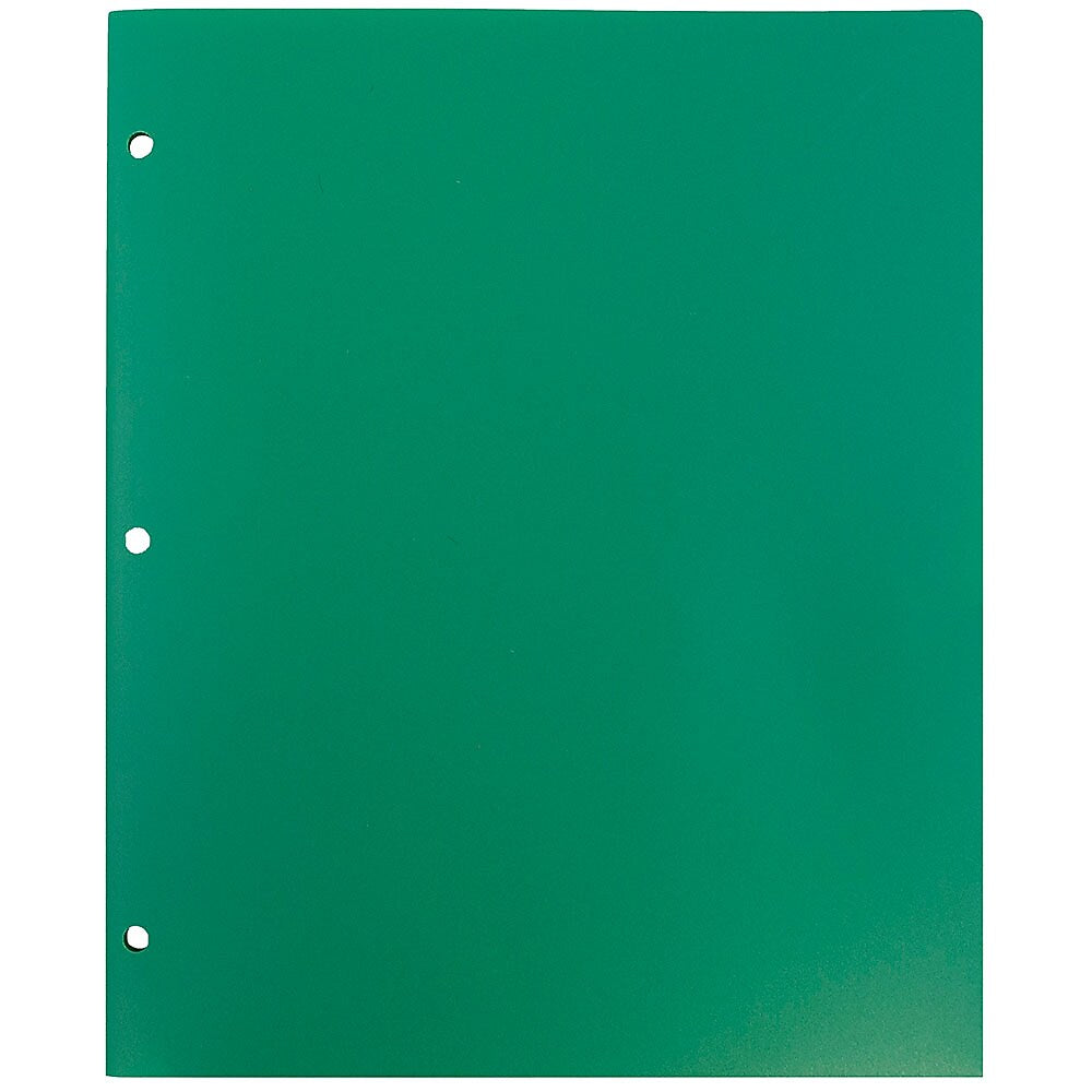 JAM Paper Heavy Duty Plastic 3 Hole Punch Two-Pocket Folders, Green, 6/Pack
