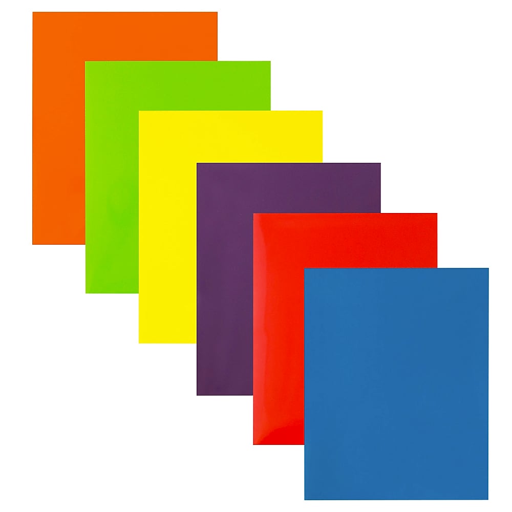 JAM Paper Laminated 2-Pocket Glossy Presentation Folders, Multicolored, Assorted Colors, 6/Pack