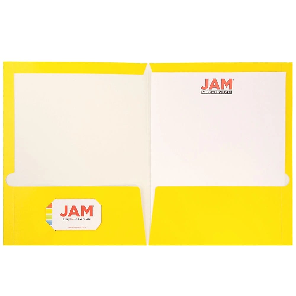 JAM Paper Laminated 2-Pocket Glossy Presentation Folders, Multicolored, Assorted Colors, 6/Pack