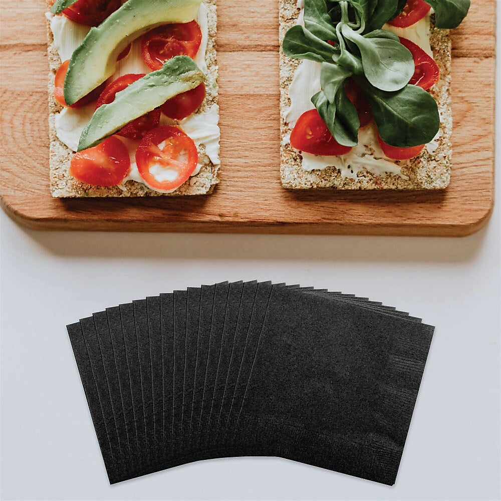 JAM Paper Lunch Napkin, 2-ply, Black, 50 Napkins/Pack