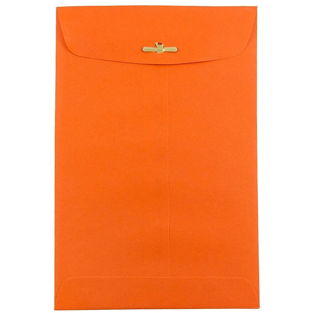 JAM Paper Open End Clasp Catalog Envelopes, 6" x 9", Orange Recycled, 100/Pack