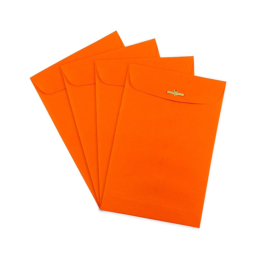 JAM Paper Open End Clasp Catalog Envelopes, 6" x 9", Orange Recycled, 100/Pack