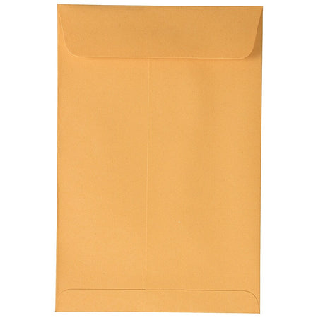 JAM Paper Peel and Seal Open End Catalog Envelope, 6" x 9", Brown, 500/Pack