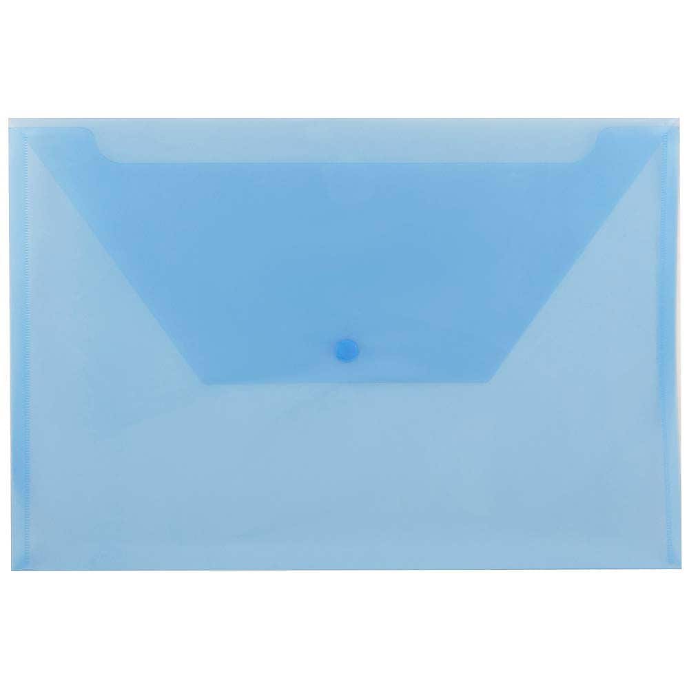 JAM Paper® Plastic Envelopes with Snap Closure, Legal Booklet, 9.75 x 14.5, Blue, 12/pack