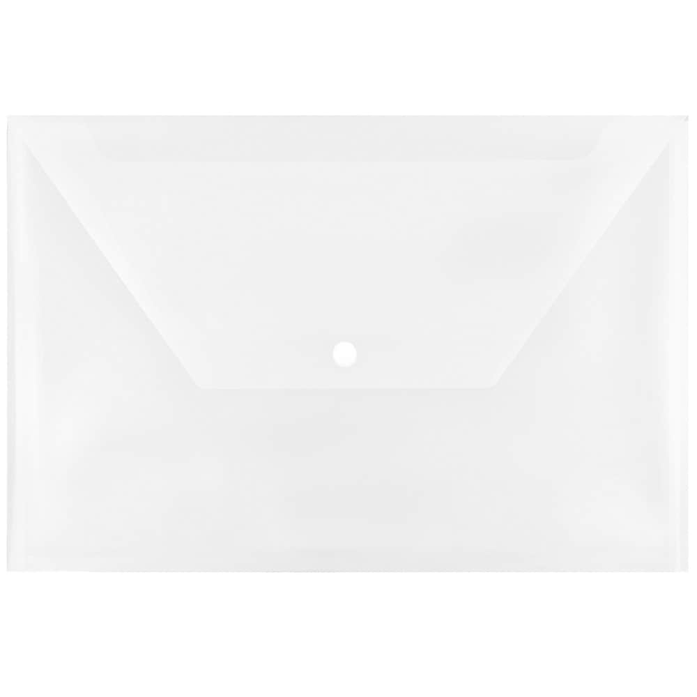 JAM Paper® Plastic Envelopes with Snap Closure, Legal Booklet, 9.75 x 14.5, Clear, 12/Pack