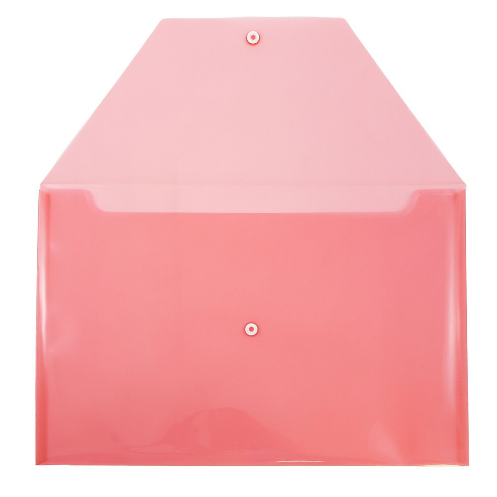 JAM Paper® Plastic Envelopes with Snap Closure, Legal Booklet, 9.75 x 14.5, Red, 12/Pack