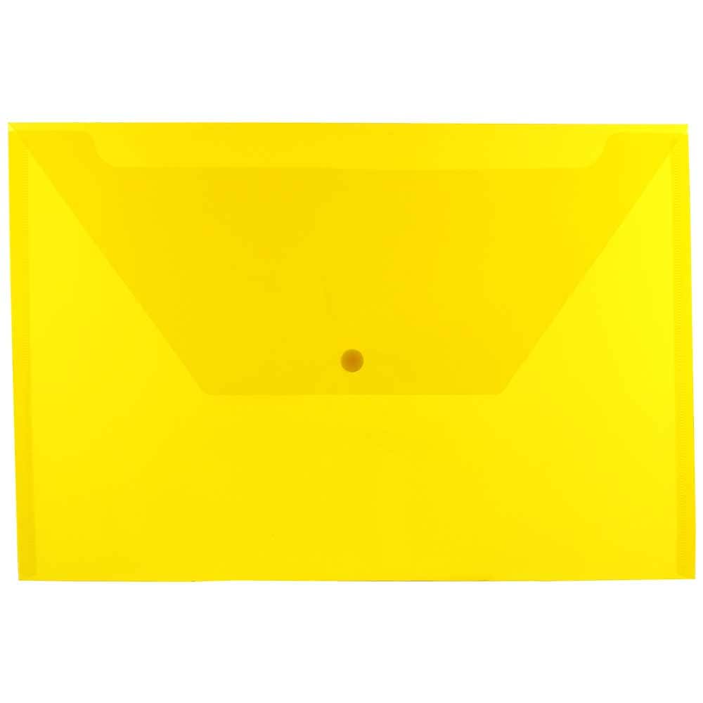 JAM Paper® Plastic Envelopes with Snap Closure, Legal Booklet, 9.75 x 14.5, Yellow, 12/Pack
