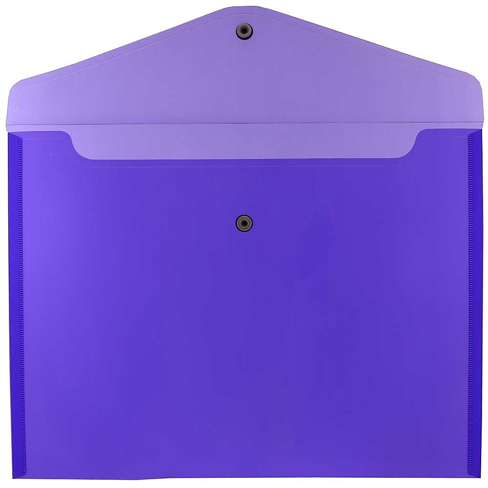 JAM Paper® Plastic Envelopes with Snap Closure, Letter Booklet, 9.75 x 13, Purple, 12/Pack